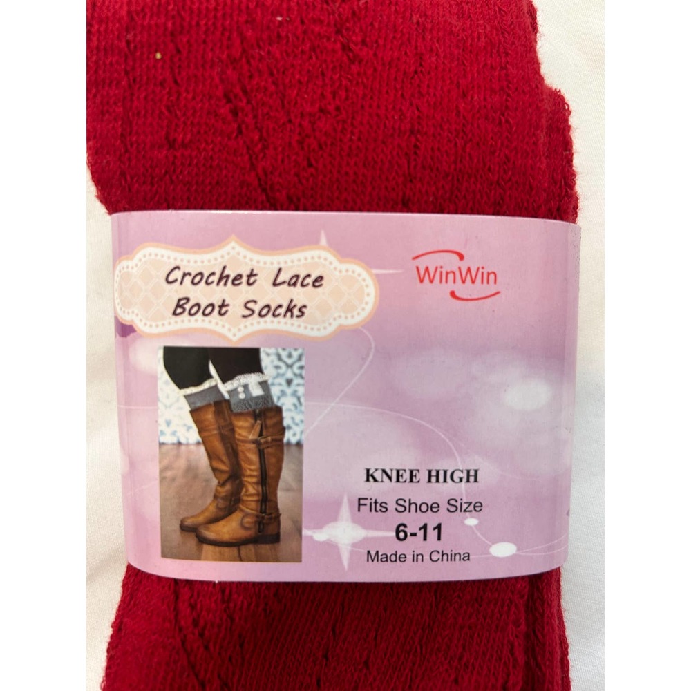NEW Lot of 5 Crochet Lace Knee High Boot Socks fits Women's Shoe Size 6-11 Color - Picture 11 of 12